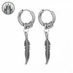 Boucle d&rsquo;oreille Gothique Plume Acier Inoxydable — Univers Gothique (vue 45)
