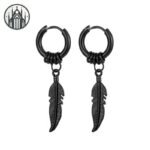 Boucle d&rsquo;oreille Gothique Plume Acier Inoxydable — Univers Gothique (vue 18)