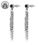 Boucle d&rsquo;oreille Gothique Plume Acier Inoxydable — Univers Gothique (vue 10)