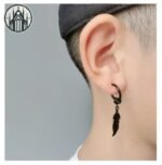 Boucle d&rsquo;oreille Gothique Plume Acier Inoxydable — Univers Gothique (vue 39)
