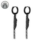 Boucle d&rsquo;oreille Gothique Plume Acier Inoxydable — Univers Gothique
