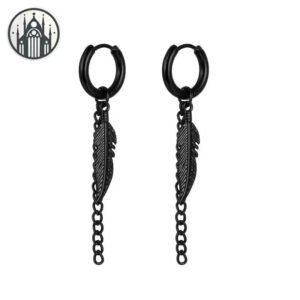 Boucle d&rsquo;oreille Gothique Plume Acier Inoxydable — Univers Gothique