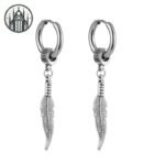 Boucle d&rsquo;oreille Gothique Plume Acier Inoxydable — Univers Gothique (vue 5)
