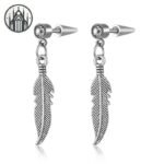 Boucle d&rsquo;oreille Gothique Plume Acier Inoxydable — Univers Gothique (vue 25)