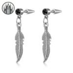 Boucle d&rsquo;oreille Gothique Plume Acier Inoxydable — Univers Gothique (vue 16)