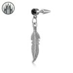 Boucle d&rsquo;oreille Gothique Plume Acier Inoxydable — Univers Gothique (vue 47)