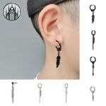 Boucle d&rsquo;oreille Gothique Plume Acier Inoxydable — Univers Gothique (vue 3)