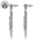 Boucle d&rsquo;oreille Gothique Plume Acier Inoxydable — Univers Gothique (vue 4)