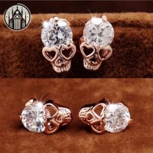 Boucle d&rsquo;oreille Gothique Crâne Plaqué Or — Univers Gothique