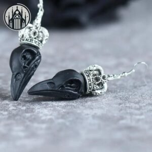 Boucle d&rsquo;oreille Gothique Crâne Corbeau Alliage — Univers Gothique