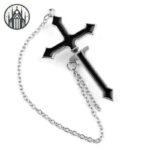 Boucle d&rsquo;oreille Gothique Croix Chaînée — Univers Gothique (vue 3)