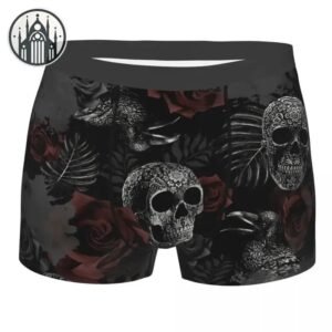Boxer Gothique Squelette Rose Homme — Univers Gothique