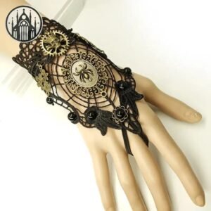 Bracelet Gothique Dentelle Noire Inox — Univers Gothique