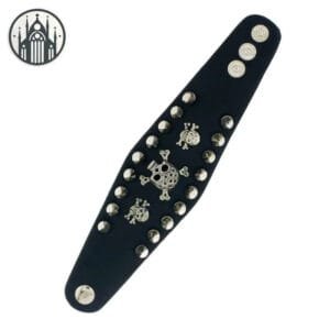 Bracelet Gothique Ajustable En Similicuir Et Métal 1 Bracelet Gothique Ajustable En Similicuir Et Métal