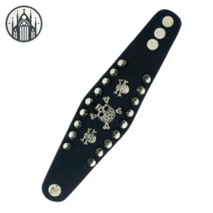 Bracelet Gothique Ajustable En Similicuir Et Métal 1 Bracelet Gothique Ajustable En Similicuir Et Métal