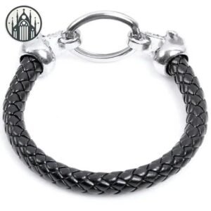 Bracelet Gothique Acier Cuir Crânes — Univers Gothique