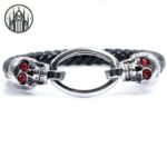 Bracelet Gothique Acier Cuir Crânes — Univers Gothique (vue 3)
