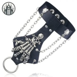Bracelet Gothique Crâne Étoilé Noir — Univers Gothique
