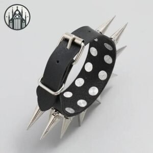 Bracelet Gothique Cuir Pointes Métal — Univers Gothique