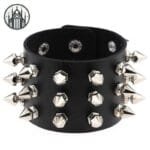 Bracelet Gothique Cuir: Style Indomptable! Noir / 22.5cm