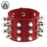 Bracelet Gothique Cuir: Style Indomptable! Rouge / 22.5cm