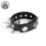 Bracelet Gothique Cuir Punk Pointes — Univers Gothique