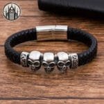 Bracelet Gothique Homme En Simili Cuir & Métal