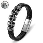 Bracelet Gothique Homme En Simili Cuir & Métal