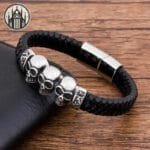 Bracelet Gothique Homme En Simili Cuir & Métal