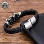 Bracelet Gothique Homme En Simili Cuir & Métal