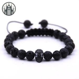 Bracelet Gothique Les Ténèbres De L’infini- Livraison Standard Offerte - Pierre De Lave