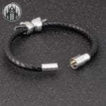 Bracelet Gothique Skull En Cuir Et Métal Embelli