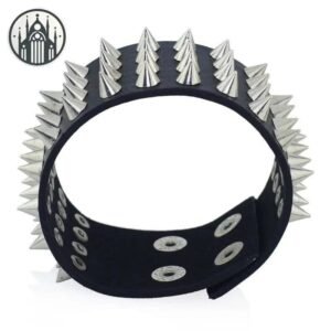 Bracelet Gothique Cuir Pointes Punk — Univers Gothique