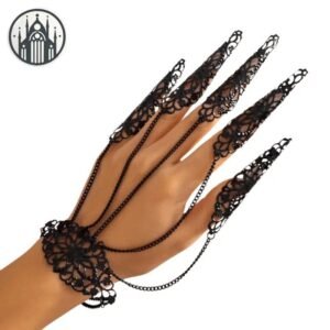 Bracelet Gothique Dentelle Noire Métal — Univers Gothique