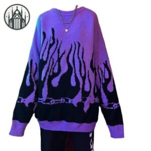 Pull Gothique Tricot Flamme Chaînes — Univers Gothique
