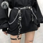 Ceinture Gothique: Chaine Papillon En Cuir Noir