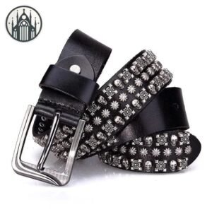 Ceinture Gothique Crâne Cuir Vache — Univers Gothique