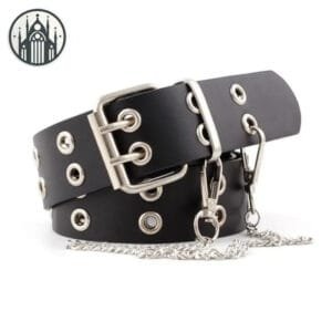 Ceinture Gothique En Faux Cuir Avec Clous Pyramidaux 2 Ceinture Gothique En Faux Cuir Avec Clous Pyramidaux - Noir