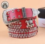 Ceinture Gothique Harnais: Style Diabolique Livré Gratuitement! - Rouge / 115cm