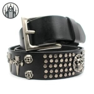 Ceinture Gothique Cuir Tête Mort — Univers Gothique