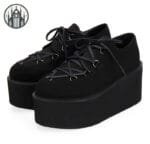 Chaussure Creepers Gothique: Style Démoniaque! - Noir Daim / 34
