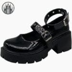 Chaussures Compensées Gothiques: Style Incontournable! - Noir Brillant / 40