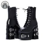 Chaussures En Caoutchouc Cuir Avec Talons De 5-7 Cm! - Noir Vernis / 5