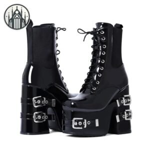 Bottes Gothiques Plateforme Cuir Végétal Massive — Univers Gothique