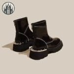 Chaussures Gothiques à Talon Carré: Cuir Pu Semelle Caoutchouc & Détails Métalliques