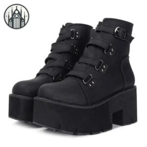 Bottes Gothiques Talon Carré Zigzag — Univers Gothique