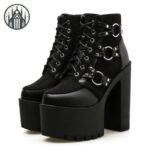 Bottes Gothiques Talon Haut Bout Rond — Univers Gothique