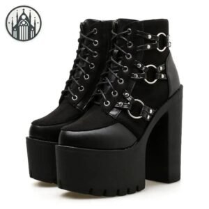 Bottes Gothiques Talon Haut Bout Rond — Univers Gothique