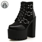 Bottes Gothiques Talon Haut Bout Rond — Univers Gothique (vue 3)