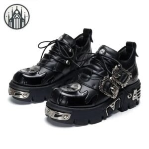 Chaussures Gothiques Cuir Végan Plateforme — Univers Gothique